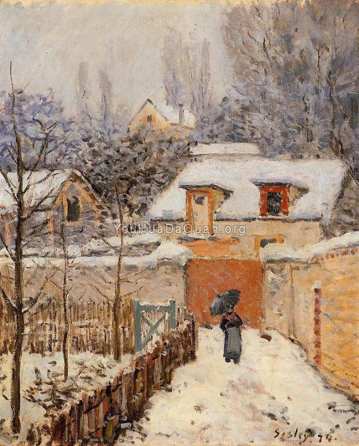 Snow at Louveciennes - 阿尔弗莱德·西斯莱